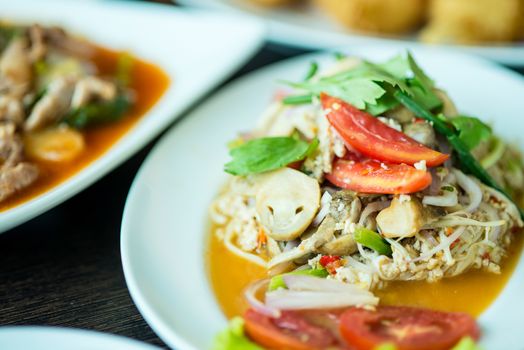 fried pork with sweet peppers, Thai food.