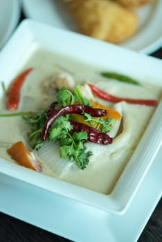 thai cuisine- tom kha kai -chicken in coconut milk soup