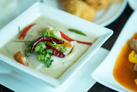 thai cuisine- tom kha kai -chicken in coconut milk soup