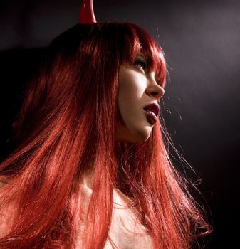 dark picture of naked redhead devil woman