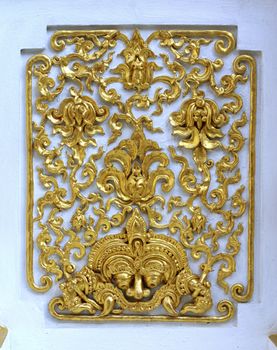 stucco work in thai art that usually decorated with mirror and precious stone or gold leaf,Chiang rai temple,Thailand