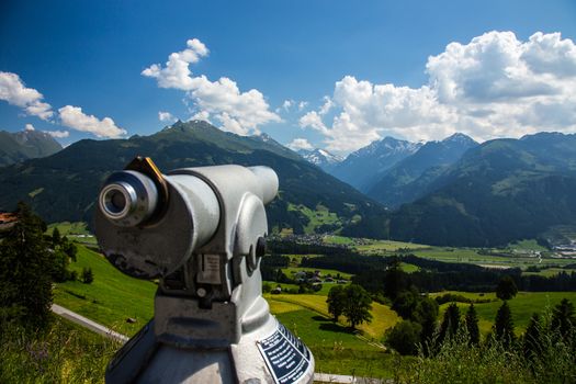 The high Alp panorama via old telescope