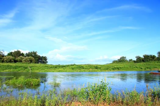 Views over the reservoir Kaengkrachan dam, Phetchaburi Thailand