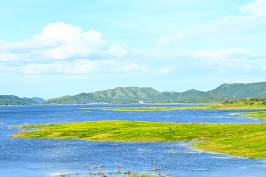 Views over the reservoir Kaengkrachan dam, Phetchaburi Thailand