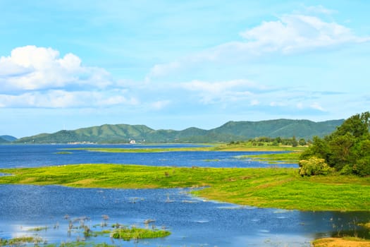Views over the reservoir Kaengkrachan dam, Phetchaburi Thailand