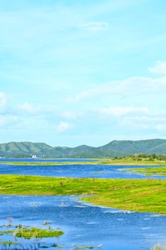 Views over the reservoir Kaengkrachan dam, Phetchaburi Thailand