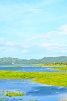 Views over the reservoir Kaengkrachan dam, Phetchaburi Thailand