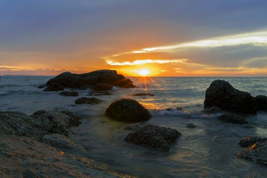 Evening Sun on Wong Amat Beach. North of Pattaya City, Thailand.