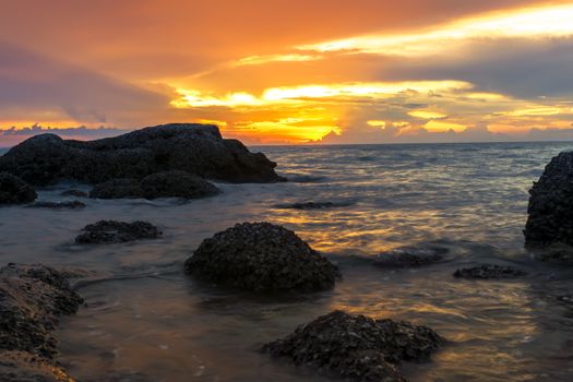 Wong Amat Beach Red Sundown. North of Pattaya City, Thailand.