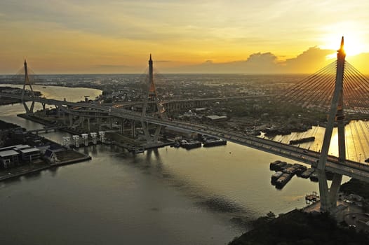 view of the Bhumibol bridge (Bangkok, Thailand)