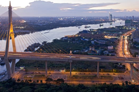 Bhumibol Bridge (the Industrial Ring Road Bridge) in Thailand