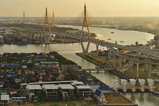 view of the Bhumibol bridge (Bangkok, Thailand)