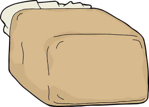 Blank loaf of bread in plastic bag over white