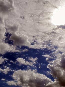 The Fluffy Cloudy Deep Blue Sky Scape 091