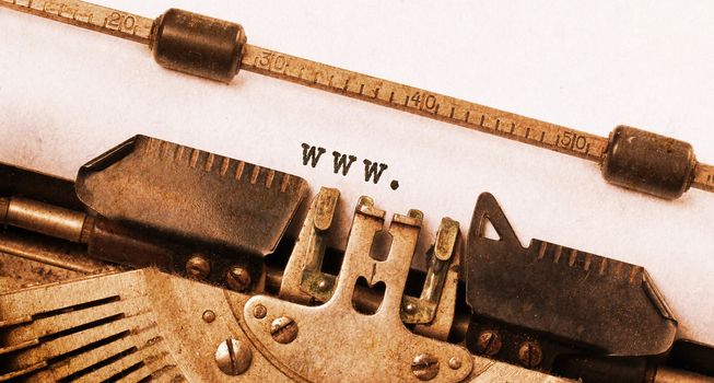 Vintage inscription made by old typewriter, www