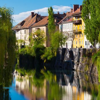 Romantic medieval Ljubljana's city center, the capital of Slovenia, Europe.