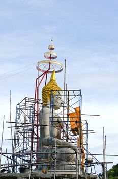 The Under Construction of Seated Buddha Image in Attitude of Subduing Mara