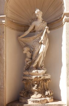 sculpture in the palace in Dresden, eastern Germany, built in Rococo style. Zwinger park / Zwinger Museum