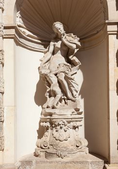 sculpture in the palace in Dresden, eastern Germany, built in Rococo style. Zwinger park / Zwinger Museum