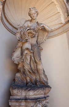 sculpture in the palace in Dresden, eastern Germany, built in Rococo style. Zwinger park / Zwinger Museum