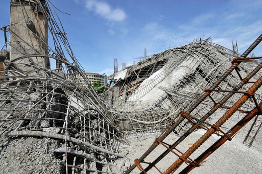 Ruined buildings from accident, Thailand