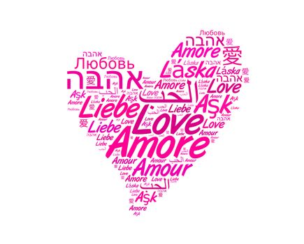 Love concept word cloud in many languages of the world 