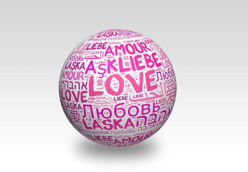 Love concept word cloud in many languages of the world