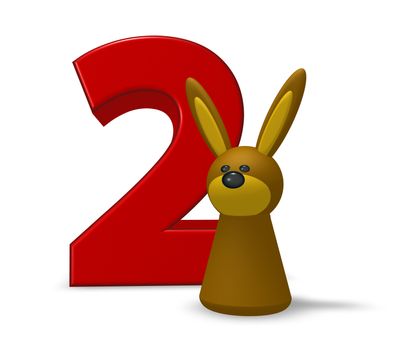 number two and rabbit - 3d illustration