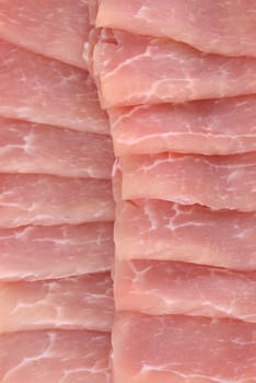 Raw pork slices