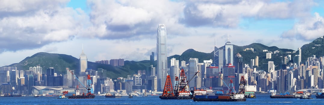 hong kong panoramic skyline at day