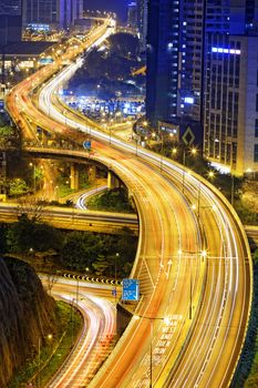 traffic highway in Hong Kong at night 