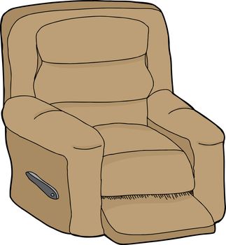 Single cartoon recliner chair on isolated white background