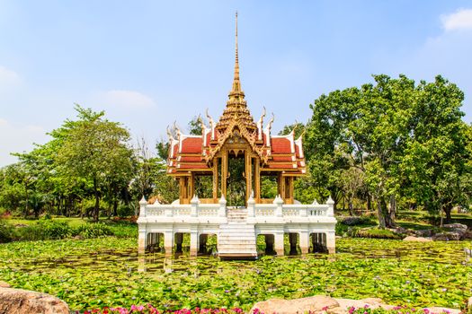 thai pavilion in lotus pond at Suanluang RAMA IX