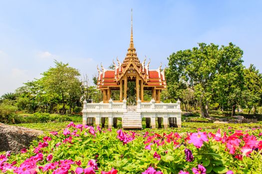 thai pavilion in lotus pond at Suanluang RAMA IX