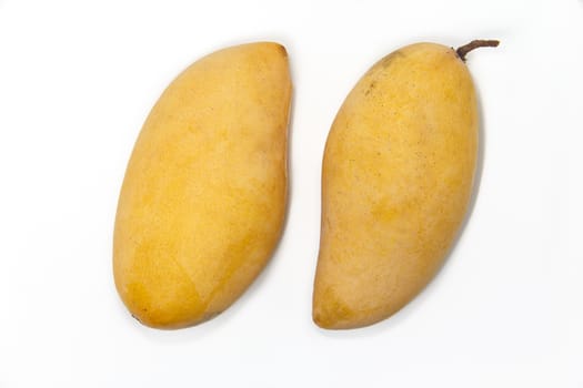 2 mango fruit on white background.