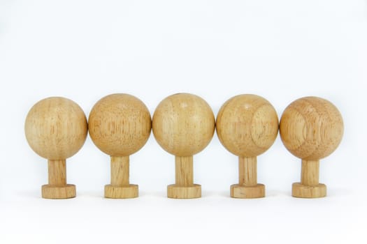 wooden Toys standing on white background