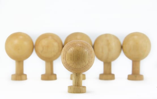 wooden Toys standing on white background