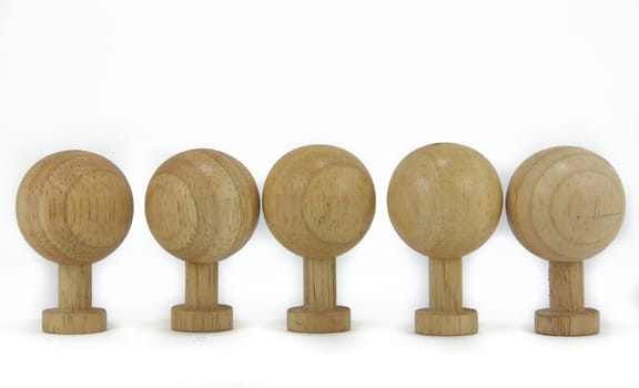 wooden Toys standing on white background