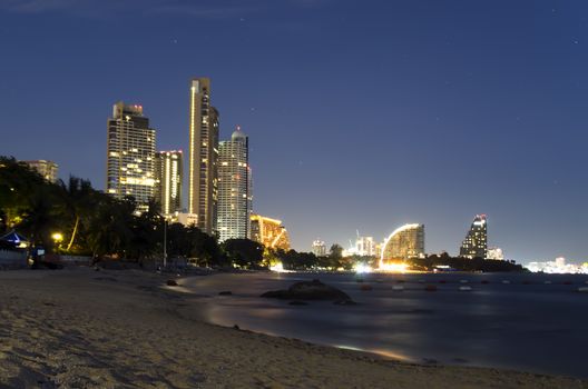 Wongamat Beach Night. North of Pattaya City, Thailand.