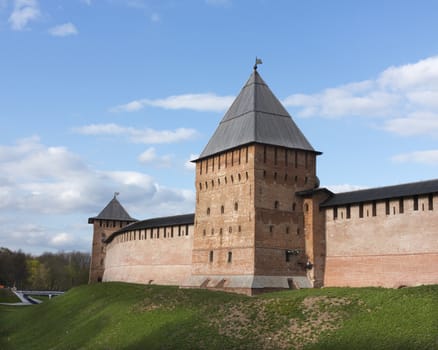 Pokrovskaya and Zlatoustovskaya Towers in Velikiy Novgorod Detinets ( Kremlin), Velikiy Novgorod, Russia