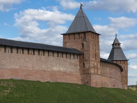 Knyazhayа and Spasskaya Towers in Velikiy Novgorod Detinets ( Kremlin), Velikiy Novgorod, Russia