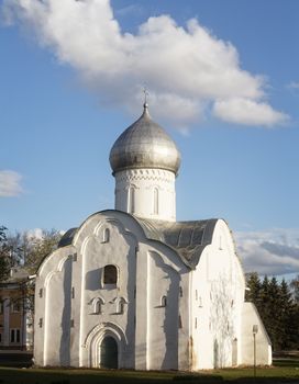 Small orthodox church dedicated to Saint Vlasiy, Vlasievskaya street, Velikiy Novgorod, Russia