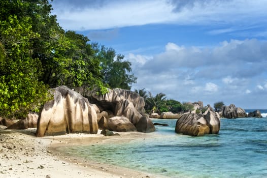 Small beach on the north of La Digue island, Seychelles, Africa