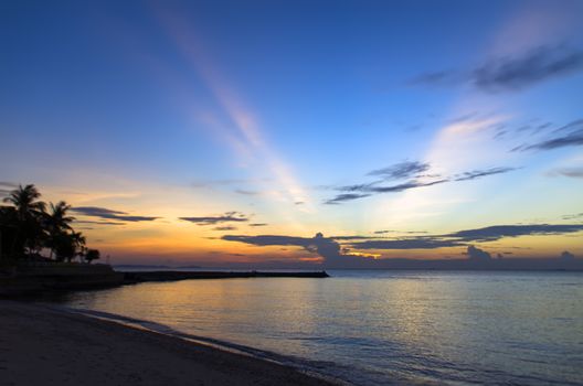 Wongamat Beach Sun's Rays. North of Pattaya City, Thailand.