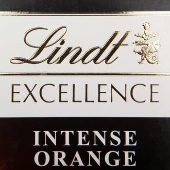 AYTOS, BULGARIA - MAY 10, 2014: Lindt Swiss milk chocolate. Lindt is recognized as a leader in the market for premium quality chocolate.