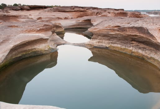 Sam Phan Bok rock canyon beside Khong river,Ubon Ratchathani of Thailand.