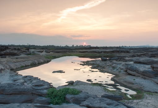 Sam Phan Bok rock canyon beside Khong river,Ubon Ratchathani of Thailand.