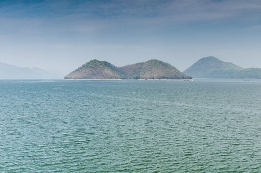 Scenic of Srinakarin dam at kanchanaburi of Thailand