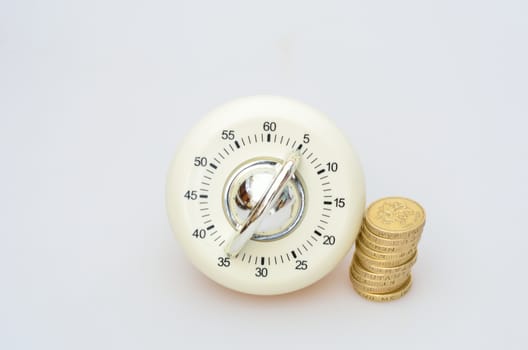 timer with stack of pound coins