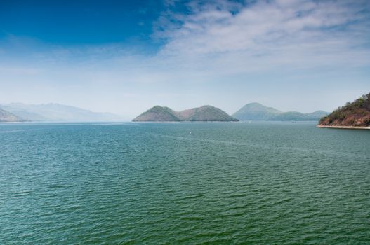 Scenic of Srinakarin dam at kanchanaburi of Thailand